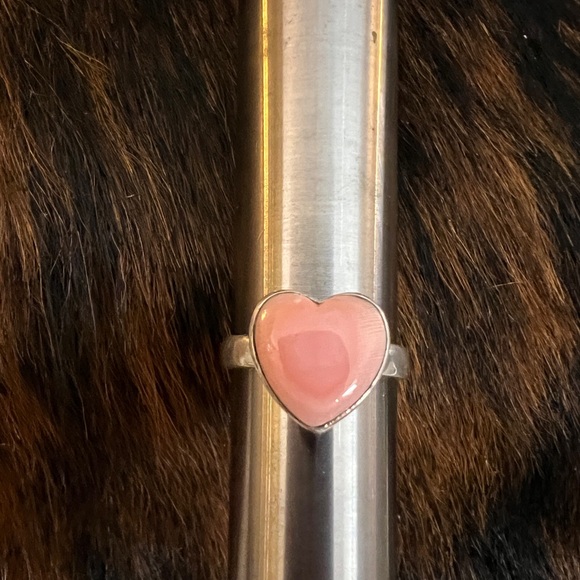 ❤️ Queen Pink Conch Heart Ring Sterling Silver Navajo Southwestern Style Sz 8.75 - Picture 9 of 14